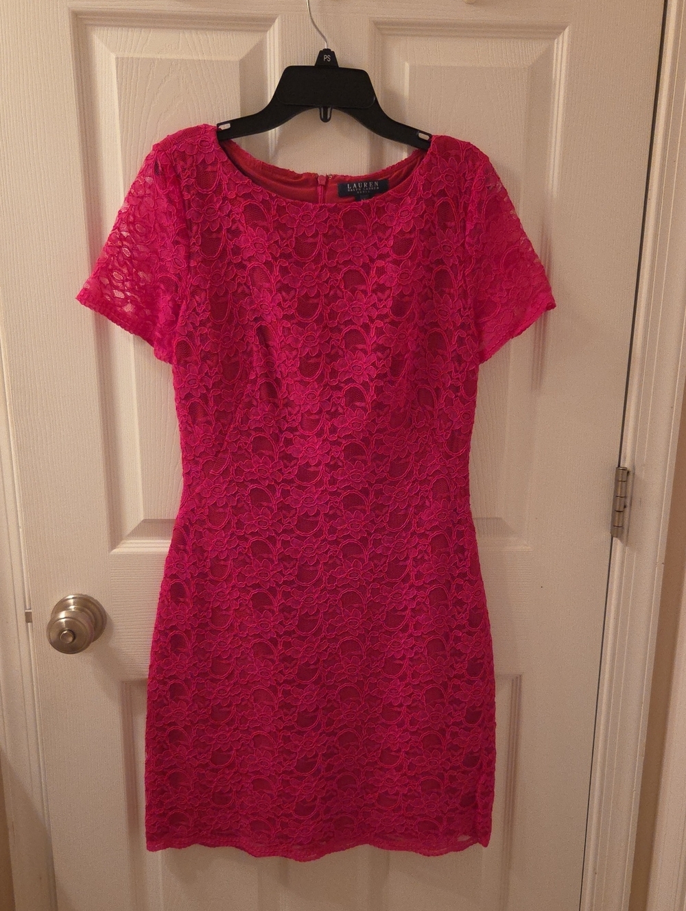 Lauren Ralph Lauren Hot Pink Floral Lace Sheath Dress